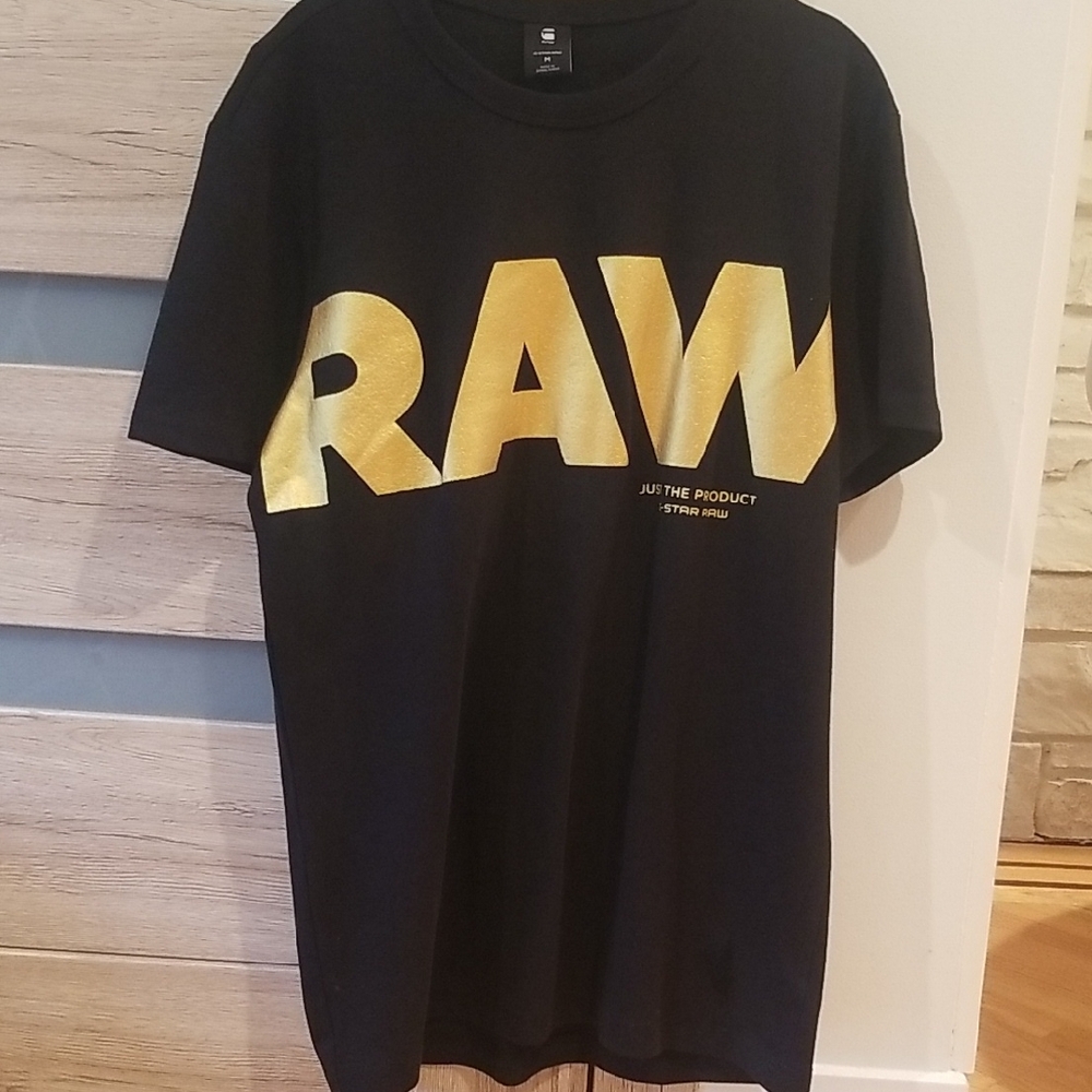 G-Star Men's Black and Gold T-Shirt